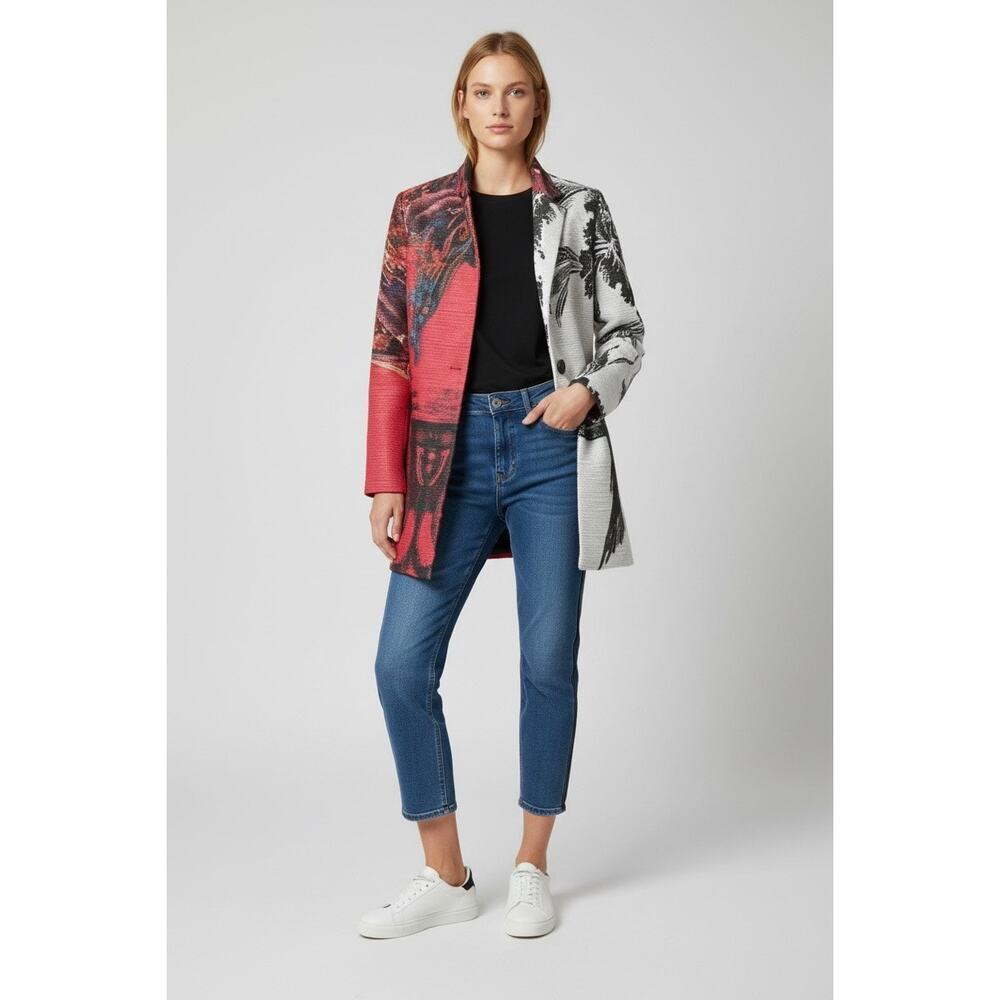 Desigual Women's One Button Blazer Jacket Multicolor Size 42 US 8 NWT